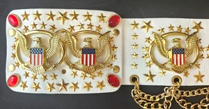 Elvis Tribute Artist professioneller weißer Double Eagle Aloha Gürtel 36" - 38 1/4" - Bild 1 von 8