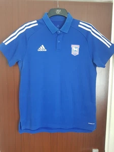 Ipswich Town FC Football Blue adidas Polo Shirt 2020 Polyester + Cotton Size M - Picture 1 of 6