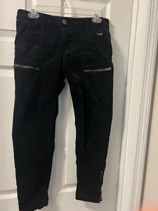 Joie Skinny Cargo Velvet Pants Women's 6/28 (29X27) Black Ankle Zipper Pockets - Picture 1 of 7