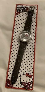 Sanrio Hello Kitty Watch In packaging, black glitter Strap, new - Picture 1 of 2