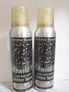 B WILD TEMPORARY GOLD & SILVER HAIR & BODY GLITTER SPRAY 100G/3.50Z (2 CANS) - Picture 1 of 1