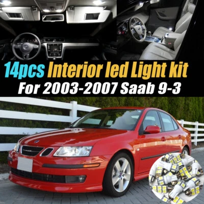 Paquete de kit de bombillas LED interiores súper blancas para automóvil de 14 piezas para Saab 9-3 2003-2007 Foto 1 de 4