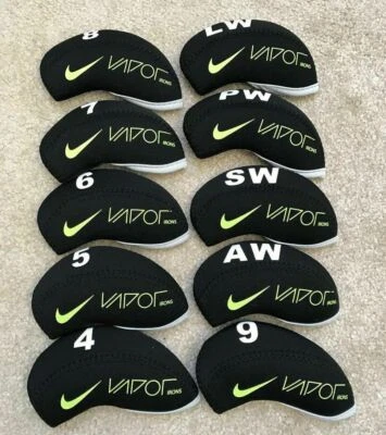 10Pcs Quality Black/Green Nike Vapor Golf Neoprene Golf Iron Covers Headcover UK - Image 1 of 3