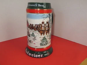 Budweiser Stein/Taza 1991 serie de coleccionista ""The Seasons Best"" Clydesdales Adv - Imagen 1 de 4
