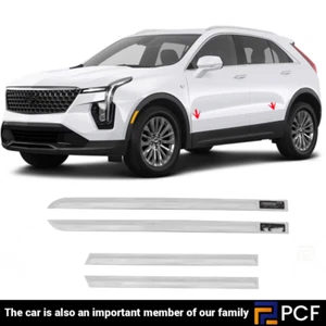 Silvery Stainless Steel Body Side Door Mouldings Cover For Cadillac XT4 2019-24 - Picture 1 of 4