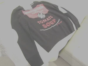 RARE ANDY WARHOL XL ,SPRZ TAGED ,ORIGINAL CAMPBELL SOUP SWEATSHIRT NEW OLD STOCK - Picture 1 of 9