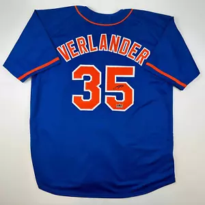 Facsimile Autographed Justin Verlander New York Blue Reprint Auto Jersey Mens XL - Picture 1 of 4