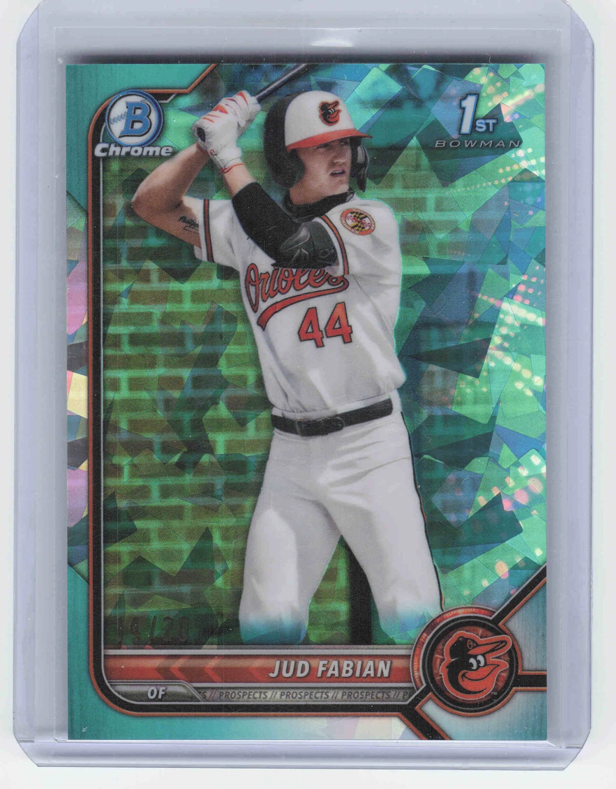 2022 Bowman Draft Sapphire #BDC-114 Jud Fabian 1st Aqua Refractor #'d /20