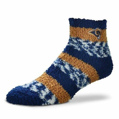 NEW! Los Angeles Rams NFL RMC Pro Stripe Soft Fuzzy Sleep Socks OSFM Womens Gift Cover