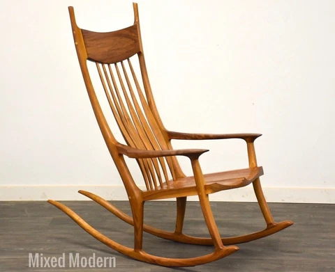 Mid century Modern Walnut Sam Maloof Style Rocking Chair Cover