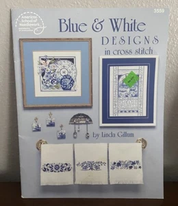 DISEGNI BLU E BIANCHI A PUNTO CROCE American School of Needlework 3559 Gillum - Foto 1 di 8
