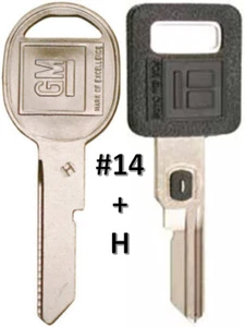 For GM Single Sided VATS Ignition Key #14 + Doors/Trunk GM OEM "Coined" Logo Key - Picture 1 of 1