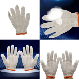 US 24-48 Paar NATÜRLICHE WEISSE SAITEN STRICK POLY BAUMWOLLE ARBEITSHANDSCHUHE ultraleicht - Bild 1 von 20