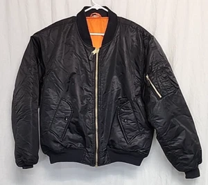 USAF Bomber Jacket Men 2XL Black Flyers Intermediate MA1 Pilot Reversible  Fox - Picture 1 of 15