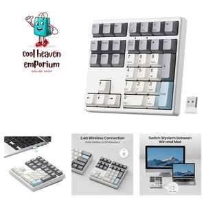 Wireless Number Pad, 34 Key 2.4GHz Rechargeable Mechanical Numpad,Gateron Red... - Picture 1 of 9