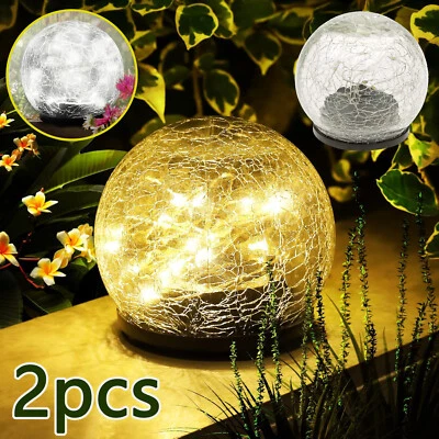 2xLED Solar Gartenleuchte Kugel Set Solarleuchte Außen Garten Lampe 40 LEDs - Bild 1 von 4
