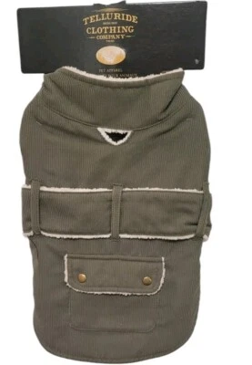 Chaqueta de Pana Forrada Sherpa Telluride Clothing Co Mascota Perro EXTRA PEQUEÑA XS Salvia Foto 1 de 4