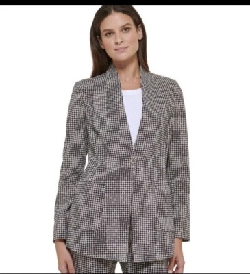 Nuevo con etiquetas. Blazer Tommy Hilfiger para mujer estampado de un botón, talla 2 Foto 1 de 4