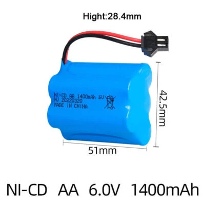 1 Stück 6V 1400mAh NI-CD AA Akku SM Stecker für RC Spielzeug Autos Boote Roboter Panzer Pistole - Bild 1 von 2