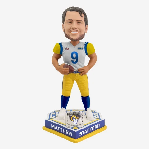 Matthew Stafford Los Angeles Rams Super Bowl LVI Champion Bobblehead Doll Bobble Cover