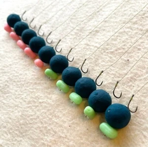 10 X HAIR RIGS PRELOADED WITH 18mm BLUE CHEESE BOILIES DISCHARGE BAITS CARP - Picture 1 of 5