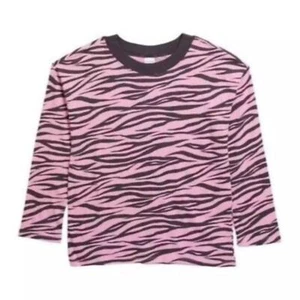 Melrose & Market Kids Long Sleeve T-shirt Pink Crayon Zebra Stripes M (8/10) NWT - Picture 1 of 6