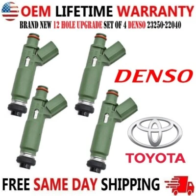 Nuevos inyectores de combustible DENSO x4 de actualización de 12 orificios para Toyota Chevy Pontiac I4 1995-08 Foto 1 de 3
