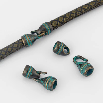 5Sets Ancient Greek Bronze 5mm Round End Caps Hook Clasps For Bracelet Making - Image 1 of 4