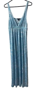 Jones New York Long Nightgown Womens Size Large Blue White Stretchy Floral V Nec - Picture 1 of 6