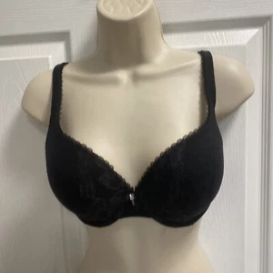 NEW Victoria’s Secret VS Black Lace Accent Padded Perfect Coverage Bra 32DD - Picture 1 of 6