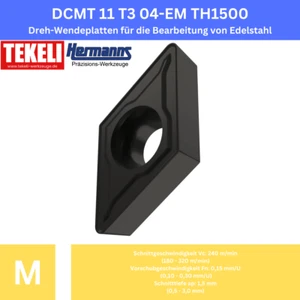 10 x DCMT 11T308-EM TH1500 Wendeplatten für Edelstahl !NEU, mit Rechnung! - Picture 1 of 3