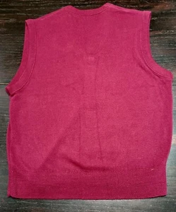 VINTAGE Grandpa Sweater Mens Large Burgundy Vest Knit Pullover V-Neck - Picture 1 of 3