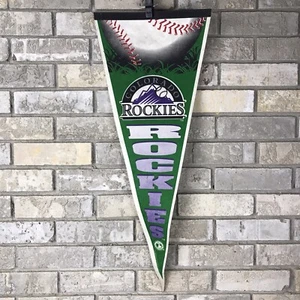 Bandiera da baseball vintage anni 90 Colorado Rockies MLB Pennant Man Cave 1995 etichetta espressa - Foto 1 di 5
