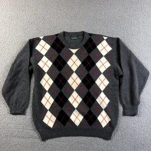 The Scotch House Mens Wool Argyle Sweater Size 44 gray Crew Neck Scotland Preppy - Picture 1 of 14