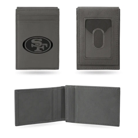 NFL SAN FRANCISCO 49ERS WALLET GRAY FRONT POCKET LASER ENGRAVED Cover