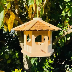 DARLUX Sechseck Holz Vogel Futter Haus L Futterstelle Hängend Natur/ Natur - Bild 1 von 5