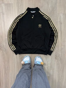 Chaqueta Bomber Vintage Adidas Originales Damas Track Top Negra/Dorada Talla 40 - Imagen 1 de 10