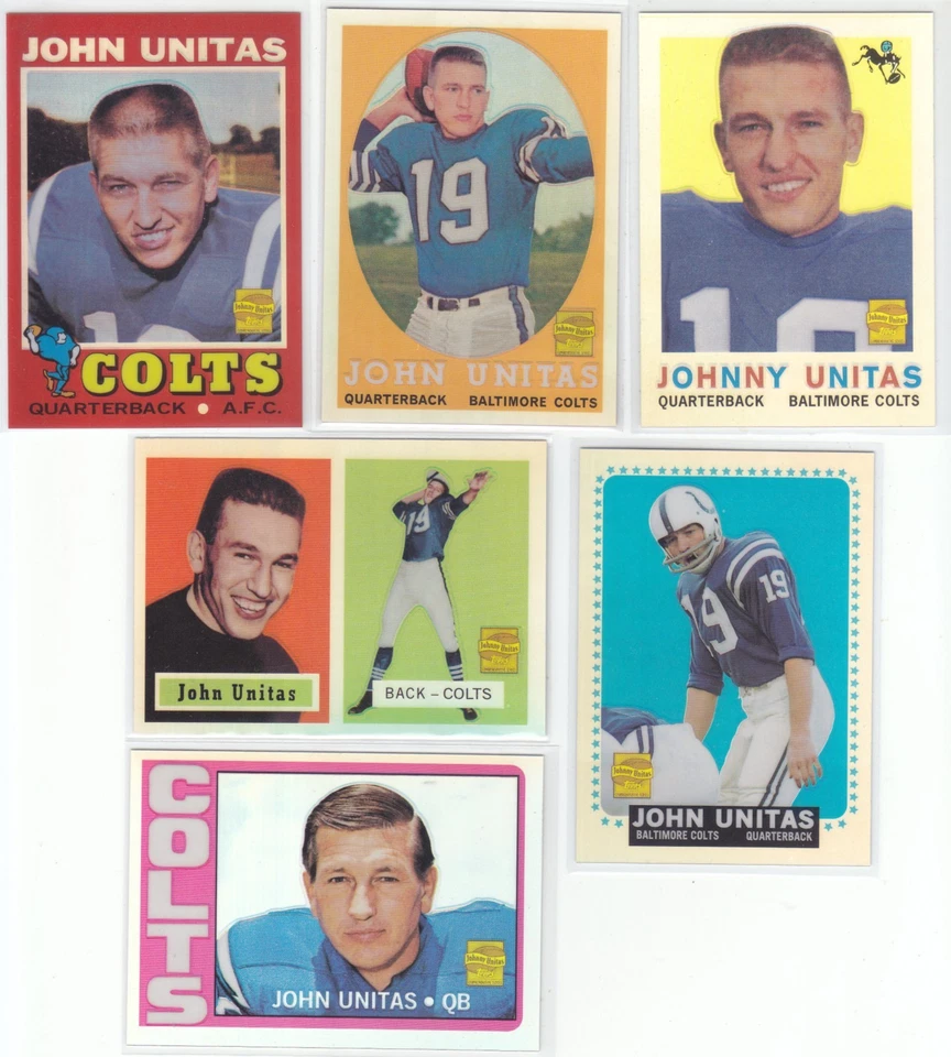 REFRACTOR LOT OF (6) 2000 Topps Chrome JOHNNY UNITAS REPRINTS BALTIMORE COLTS - Image 1 of 1