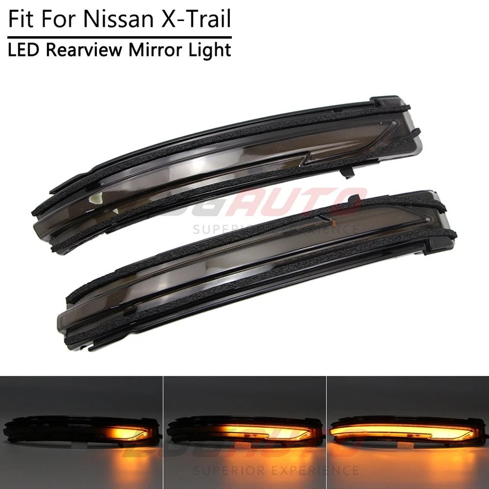 For Nissan Qashqai 14-20 LED Side Mirror Dynamic Turn Signal Light Smoke Lens - image 1 of 4