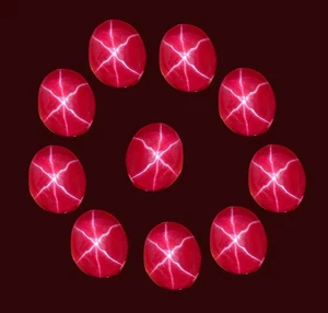 116 Carat Natural 6 Rays Star Ruby Gem Lot (11 Pcs) Certified Natural Cabochons - Picture 1 of 4