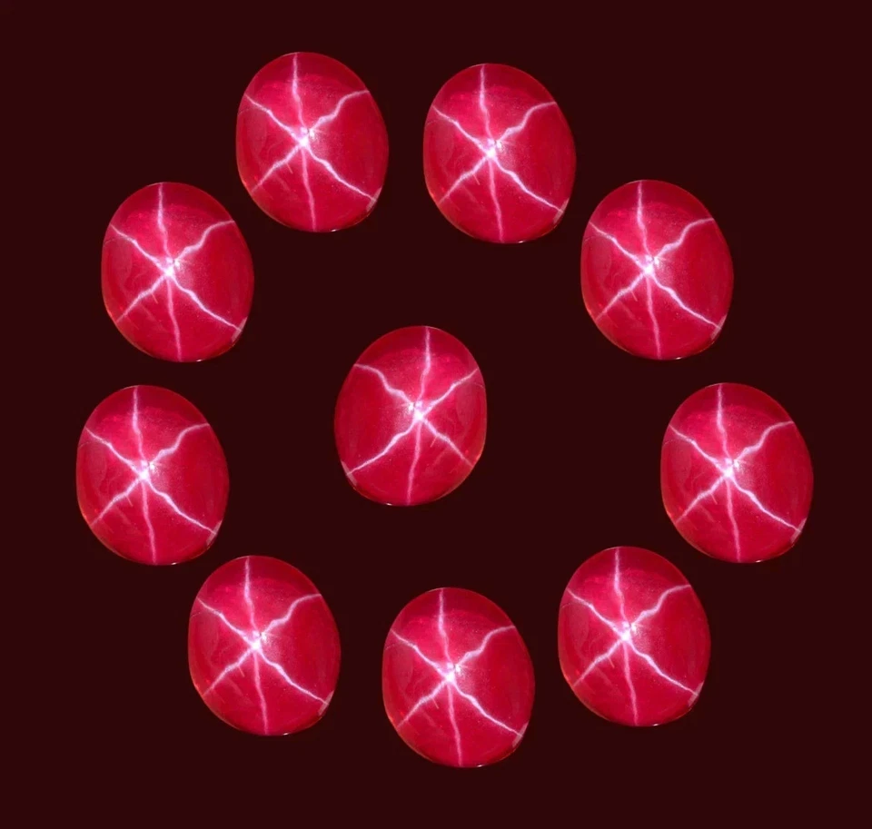 116 Carat Natural 6 Rays Star Ruby Gem Lot (11 Pcs) Certified Natural Cabochons - Image 1 of 4