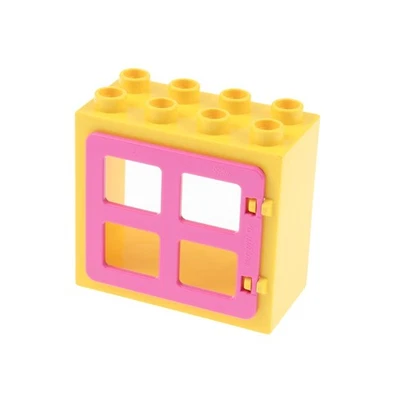 1X Lego Duplo Window Frame Small 2X4X3 Yellow Door 1X4X3 Dark Pink 90265 61649 - Image 1 of 2