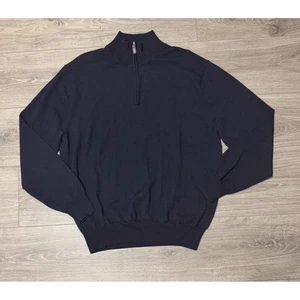 Jos A Bank Signature Collection Merino Wool 1/4 Zip Sweater Men's Large Black - Picture 1 of 5