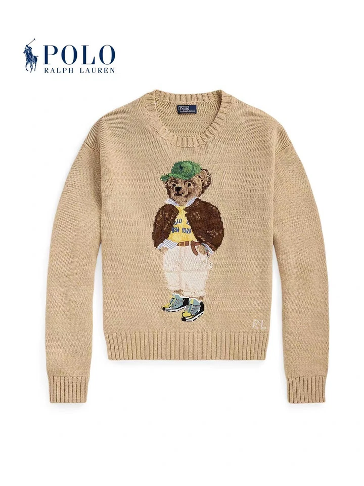 Polo Ralph Lauren Polo Bear mezcla de algodón tejido beige suéter MUJER M Foto 1 de 4