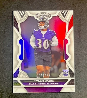TYLER BADIE #159 /325 PARALLEL RC 2022 PANINI CERTIFIED RAVENS BRONCOS - Image 1 of 2
