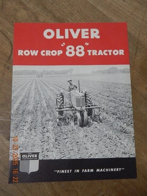 OLIVER ROW CROP 88 TRACTOR FOLLETO MANUAL LITERATURA 1949 Foto 1 de 2
