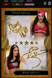 Tarjeta Topps Slam DIGITAL 25 *Digital* SR 511 cc Nikki Bella Brie Doble Firma  - Imagen 1 de 1