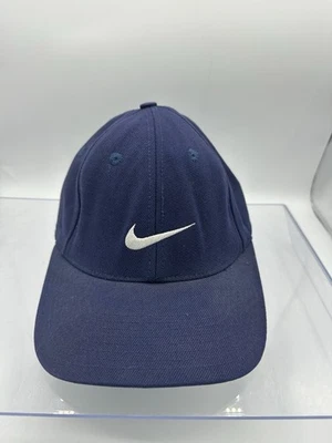 Vintage Nike Swoosh Fitted Hat 7 1/8 Navy Blue Brim Classic Embroidered Logo - Image 1 of 4