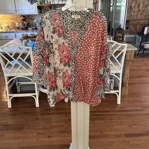 Umgee Gran Tamaño Mixto Estampado Animal Volantes Manga Dividida Envoltura Sobrepelliz Transparente 1X - Imagen 1 de 5