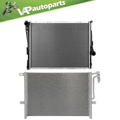 For 2001-2005 BMW 320i 325i 330xi Aluminium Radiator & AC Condenser Assembly - Image 1 of 4